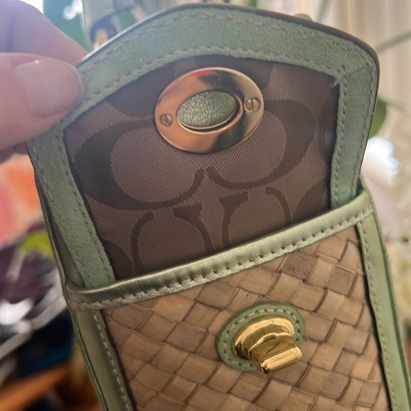 Coach boxy straw and suede/leather tote with original hang tag - Picture 9 of 11